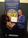 President Donna, presented Cherolyn with two dopplers for the  Lae Hospital June 16