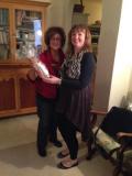 Tracey Wanganeen receives her thank you gift from Soroptomist International Murray Bridge president Annette Korzeba